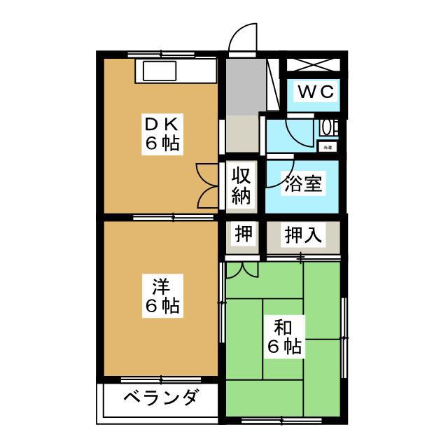 金井マンションB(2DK/1階)の間取り写真