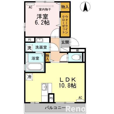 CLAIR PINE(1LDK/2階)の間取り写真
