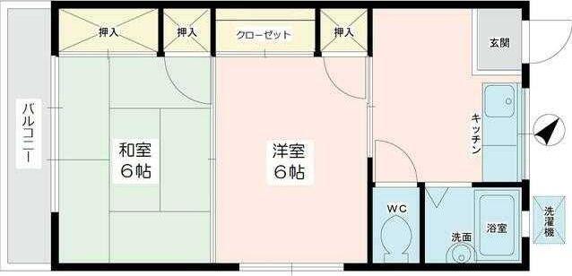 フローラルカネコ(2K/2階)の間取り写真