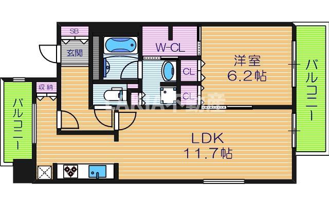 アーバネックス阿倍野松崎町(1LDK/10階)の間取り写真