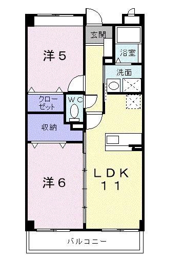 ラルジュ・エクセレンテ(2LDK/2階)の間取り写真