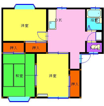 レジデンス若原A(3DK/2階)の間取り写真