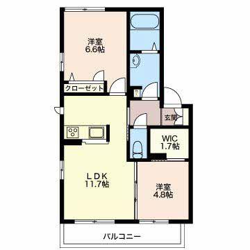 レガーレ(2LDK/3階)の間取り写真