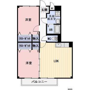 クレール II(2LDK/1階)の間取り写真