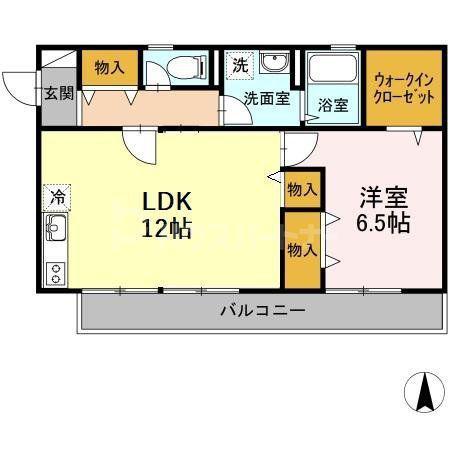 パールハイツ内田II(1LDK/1階)の間取り写真