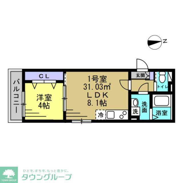パルブニール浜野(1LDK/2階)の間取り写真