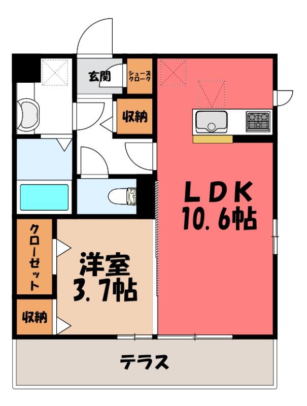 レジデンス リアン(1LDK/1階)の間取り写真