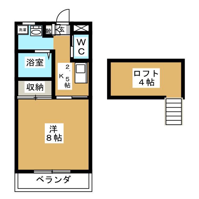 コーポむつみ(1K/2階)の間取り写真