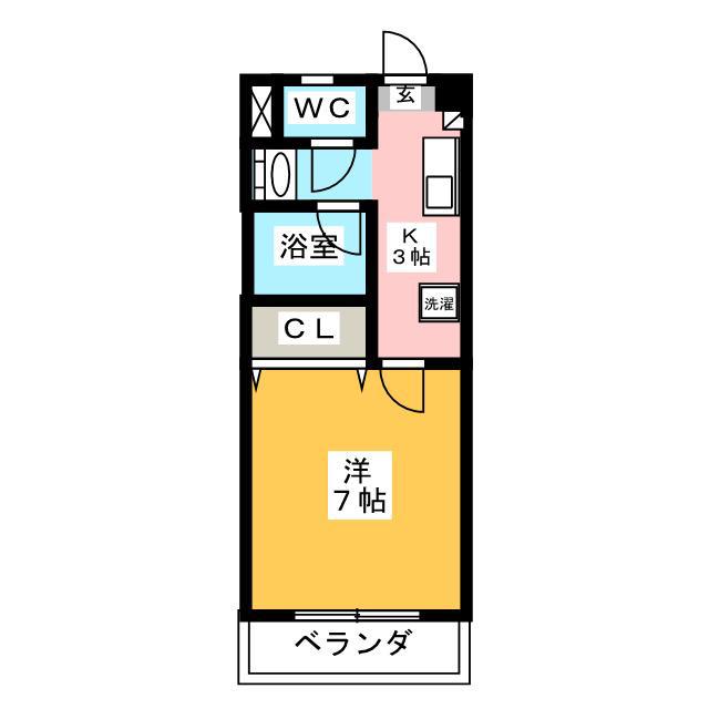 丹木田口ビル(1K/2階)の間取り写真