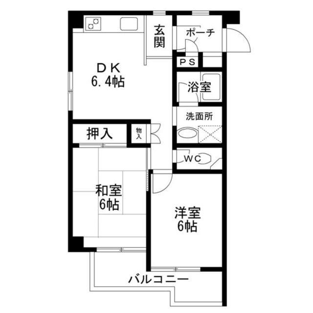 肥塚ビル(2DK/4階)の間取り写真