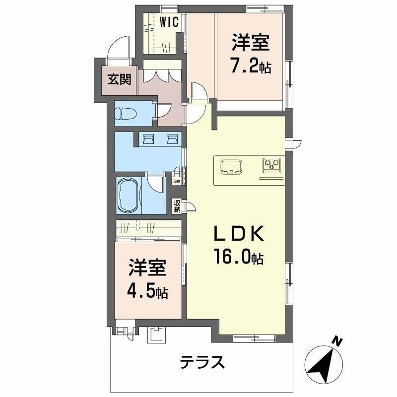 ディアス白金(2LDK/1階)の間取り写真
