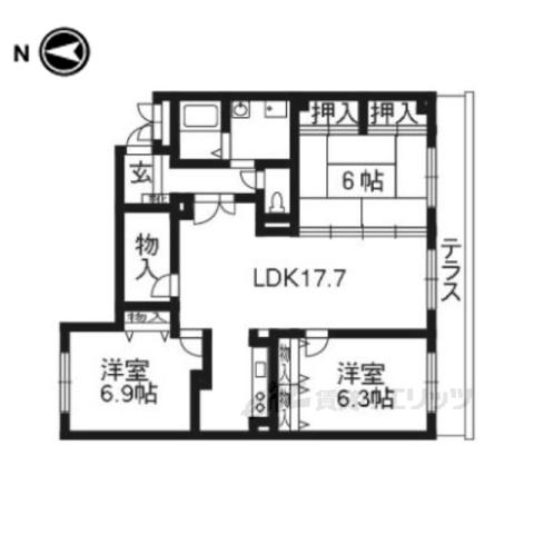 サンパープルたけじ(3LDK/1階)の間取り写真