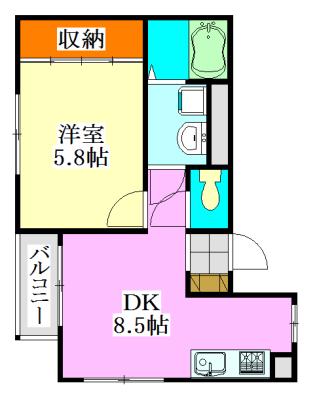 船橋YKマンション(1DK/1階)の間取り写真