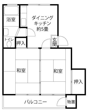 久留米西(2DK/3階)の間取り写真