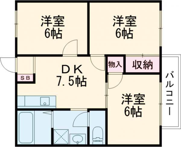 メゾンいなみ野(3DK/1階)の間取り写真