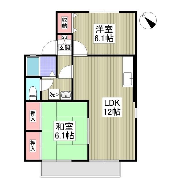 カーサセレーノ(2LDK/1階)の間取り写真