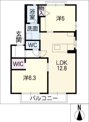 DEUX AMOUR A棟(2LDK/2階)の間取り写真