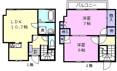 プレタメゾン結城 B棟(2LDK/1階)の間取り写真