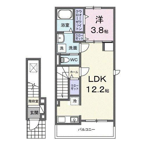 アマルコルド(1LDK/2階)の間取り写真