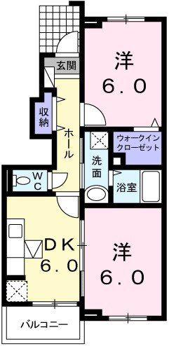 セントラル三田(2DK/1階)の間取り写真