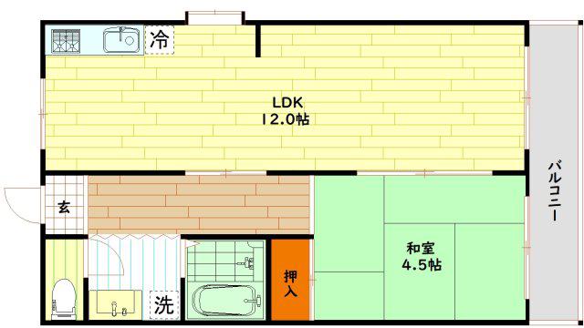 クリアポート福本(1LDK/1階)の間取り写真