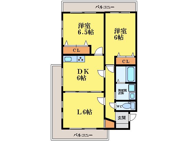 メゾン夢(2LDK/2階)の間取り写真