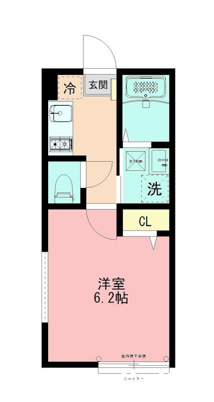シュシュフルール(1K/1階)の間取り写真