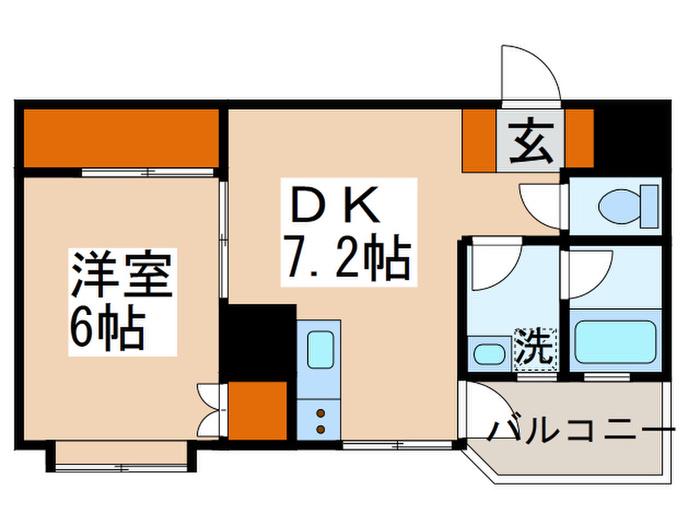 鷺沼パレス(1DK/7階)の間取り写真