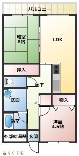 クレスト本町(2LDK/5階)の間取り写真