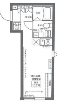 COCOCUBE北千住II(1K/2階)の間取り写真