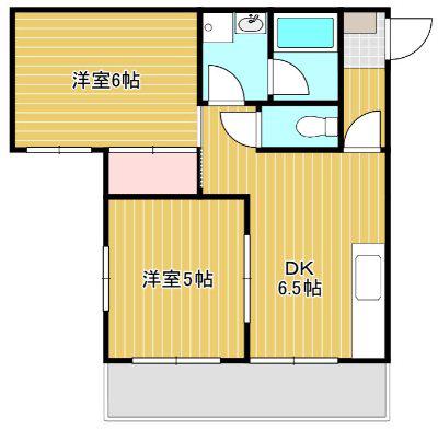 ハイエンド香椎(2DK/2階)の間取り写真
