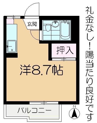 チェリーハイツ佐倉(ワンルーム/1階)の間取り写真