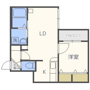 ALTA MAREA北大前(1LDK/4階)の間取り写真