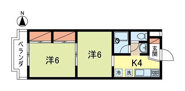 ハイツアルカディア(2K/2階)の間取り写真