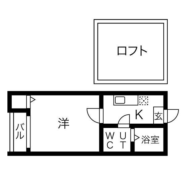 寿キャッスル栄生(1K/2階)の間取り写真