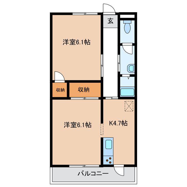 シバタマンション(2K/2階)の間取り写真