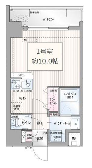 ソラーナ(1K/2階)の間取り写真
