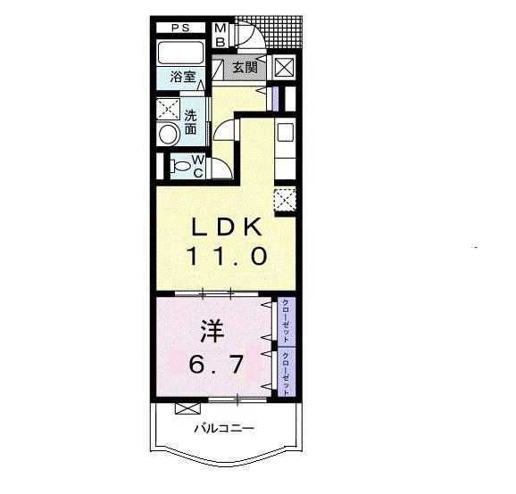 エクセレント クローバー(1LDK/2階)の間取り写真