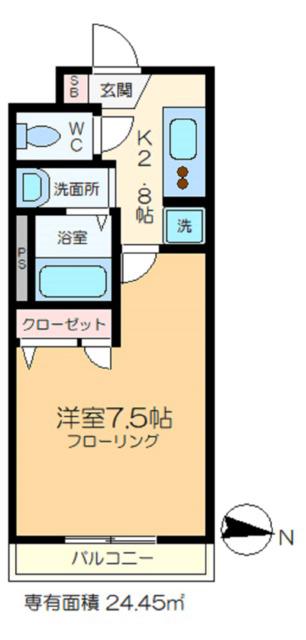 ヒルハイム綾瀬(1K/1階)の間取り写真