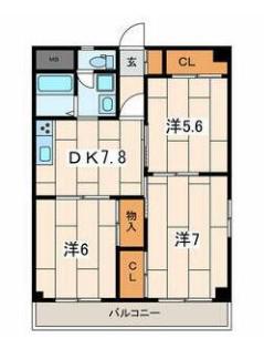 PEAR PARKII(3DK/3階)の間取り写真