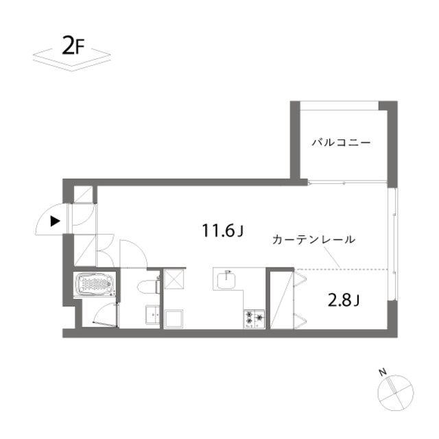 KAMIUMA PLACE(1LDK/2階)の間取り写真