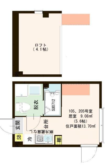 ハーモニーテラス東金町VI(ワンルーム/1階)の間取り写真
