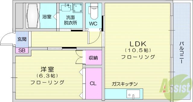 フォレスト壱番館(1LDK/1階)の間取り写真