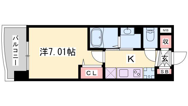 LUXE姫路(1K/3階)の間取り写真