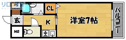 豊新ファイブ(1K/1階)の間取り写真