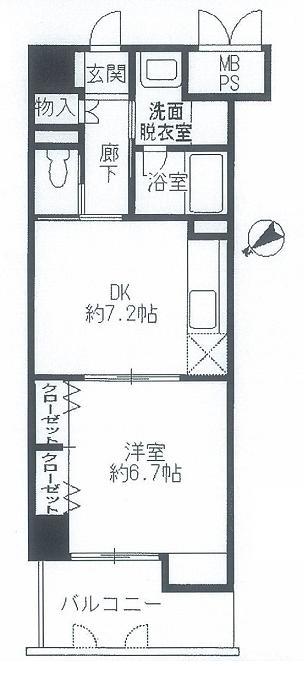 ワイズ新横浜(1DK/10階)の間取り写真