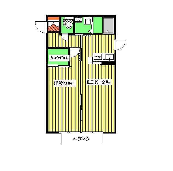 ピエス南光台(1LDK/2階)の間取り写真
