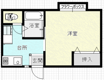 トムハウス(1K/1階)の間取り写真