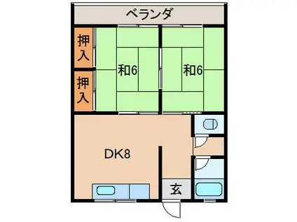 マンション津守(2DK/2階)の間取り写真