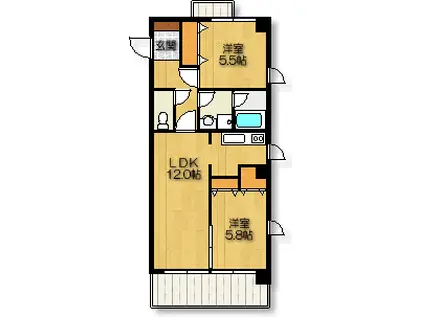 LA FELMO 菊坂(2LDK/6階)の間取り写真